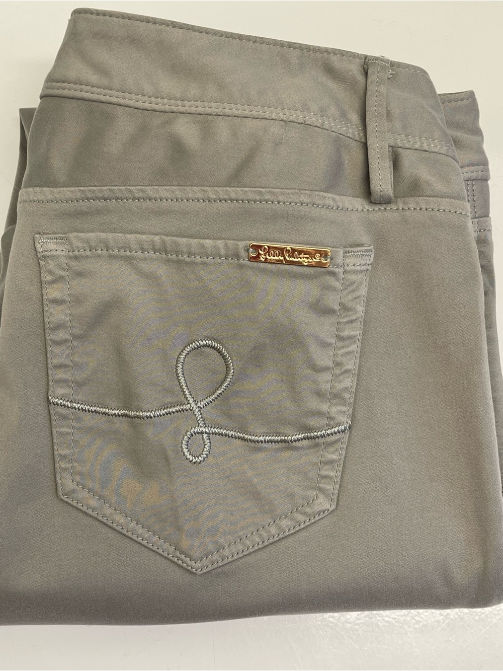 Lilly Pulitzer Worth Skinny Pants Gray Stretch Ankle Pants Size 8